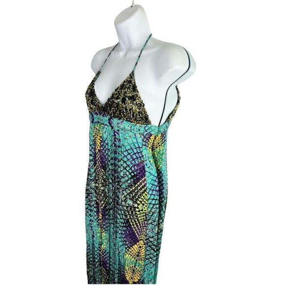 COPY - MISS BIKINI Luxury Brand Made In Italy Long Dress Abstract Printed Beade… - Picture 2 of 8